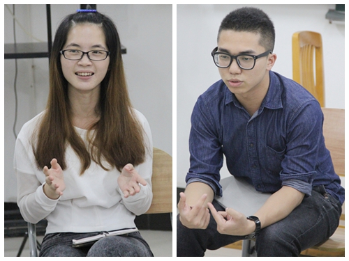 图二:吴桂谊、林奇乐在分享各自兼职和创业的经历